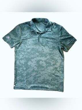 adidas Golf Polo Shirt Men’s Medium Green Tonal Camo Print 2023 Hoosier Cup